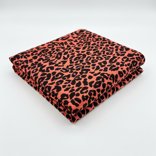 Coral Leopard Print Viscose Jersey – Sold by the Metre