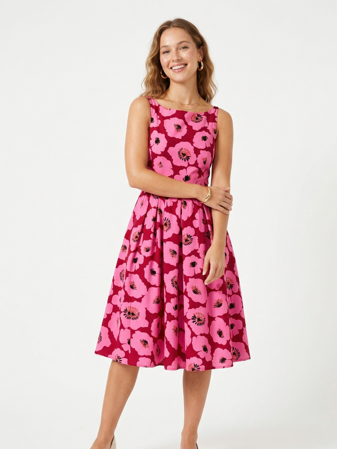 Fuchsia & Burgundy Bold Floral Poly Cotton Fabric – Sold by the Metre - Vératex Fabrics