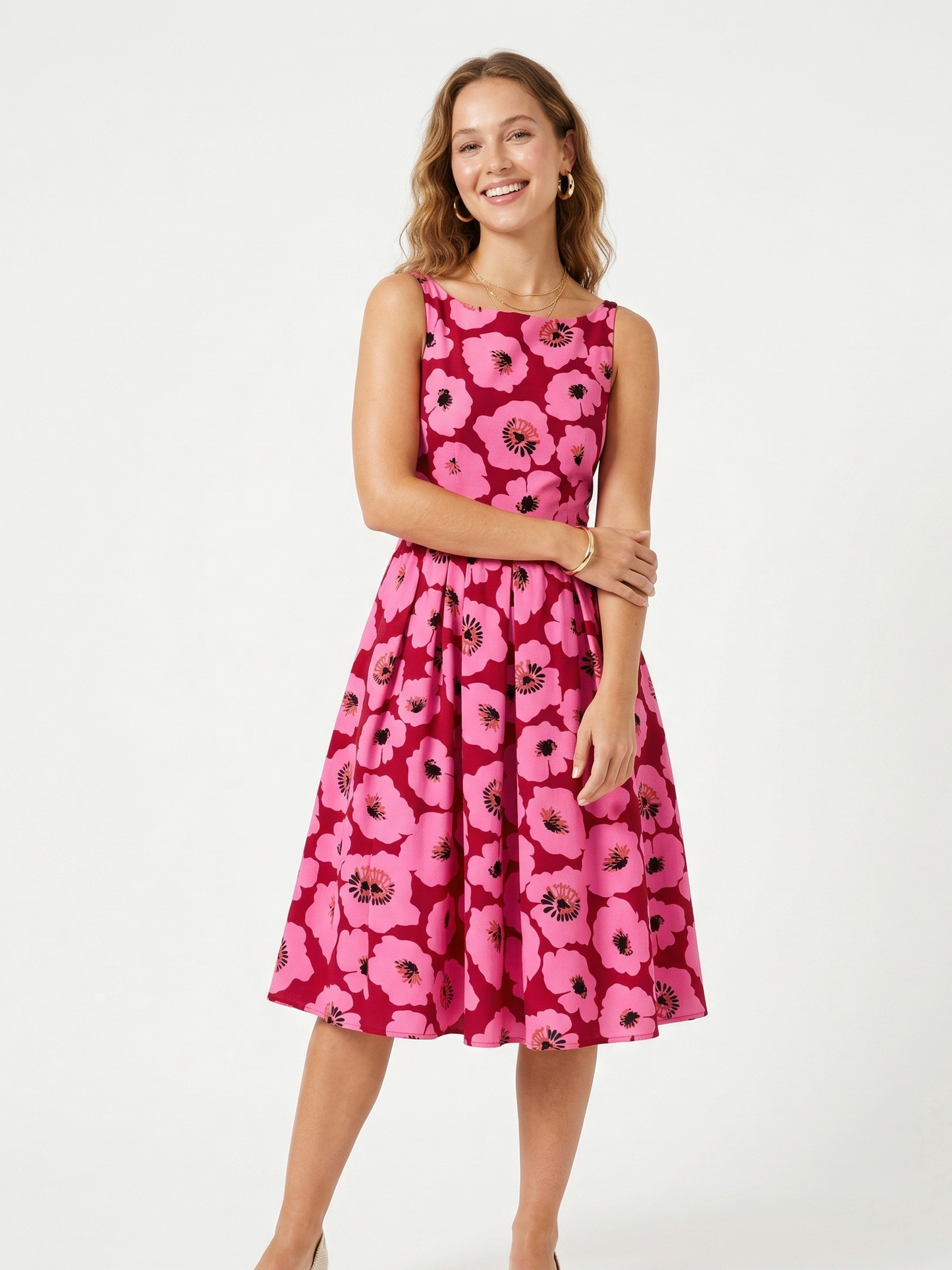 Fuchsia & Burgundy Bold Floral Poly Cotton Fabric – Sold by the Metre - Vératex Fabrics