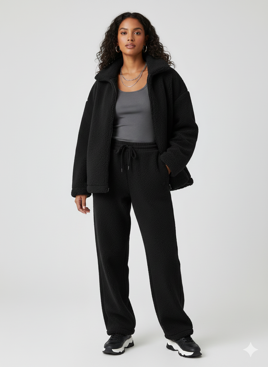 Black Sherpa Fleece Fabric – Sold by the Metre - Vératex Fabrics