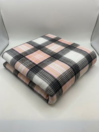 Pink & Tan Check Loopback Jersey Fabric - Vératex Fabrics