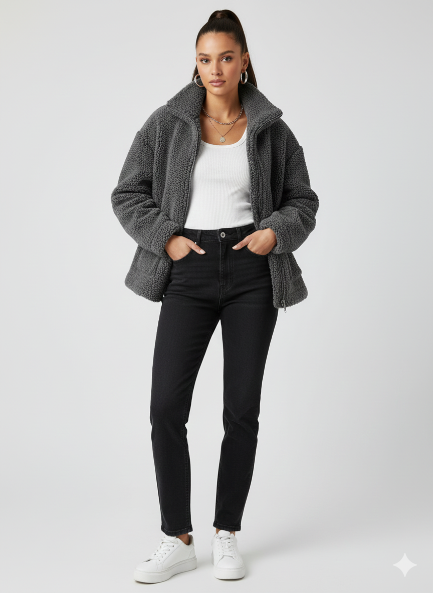 Charcoal Grey Sherpa Fleece Fabric – Sold by the Metre - Vératex Fabrics