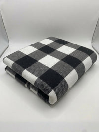 Black & White Herringbone Check Loopback Jersey Fabric