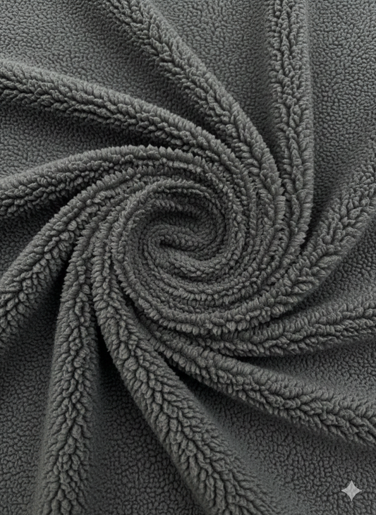 Charcoal Grey Sherpa Fleece Fabric – Sold by the Metre - Vératex Fabrics