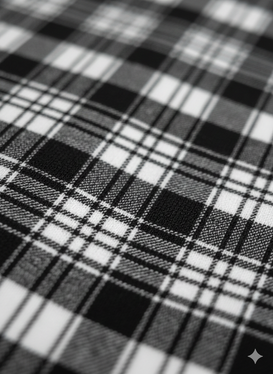 Black & White Check Ponte Roma Fabric – Sold by the Metre - Vératex Fabrics