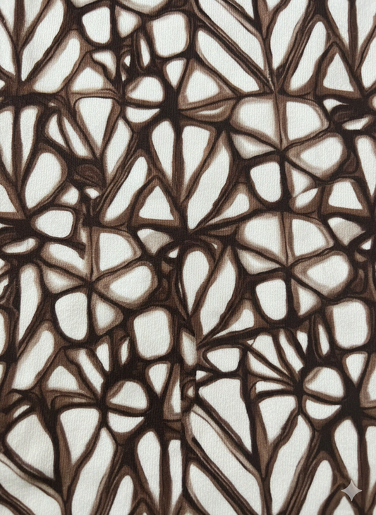 Mocha Abstract Print French Terry – Sold by the Metre