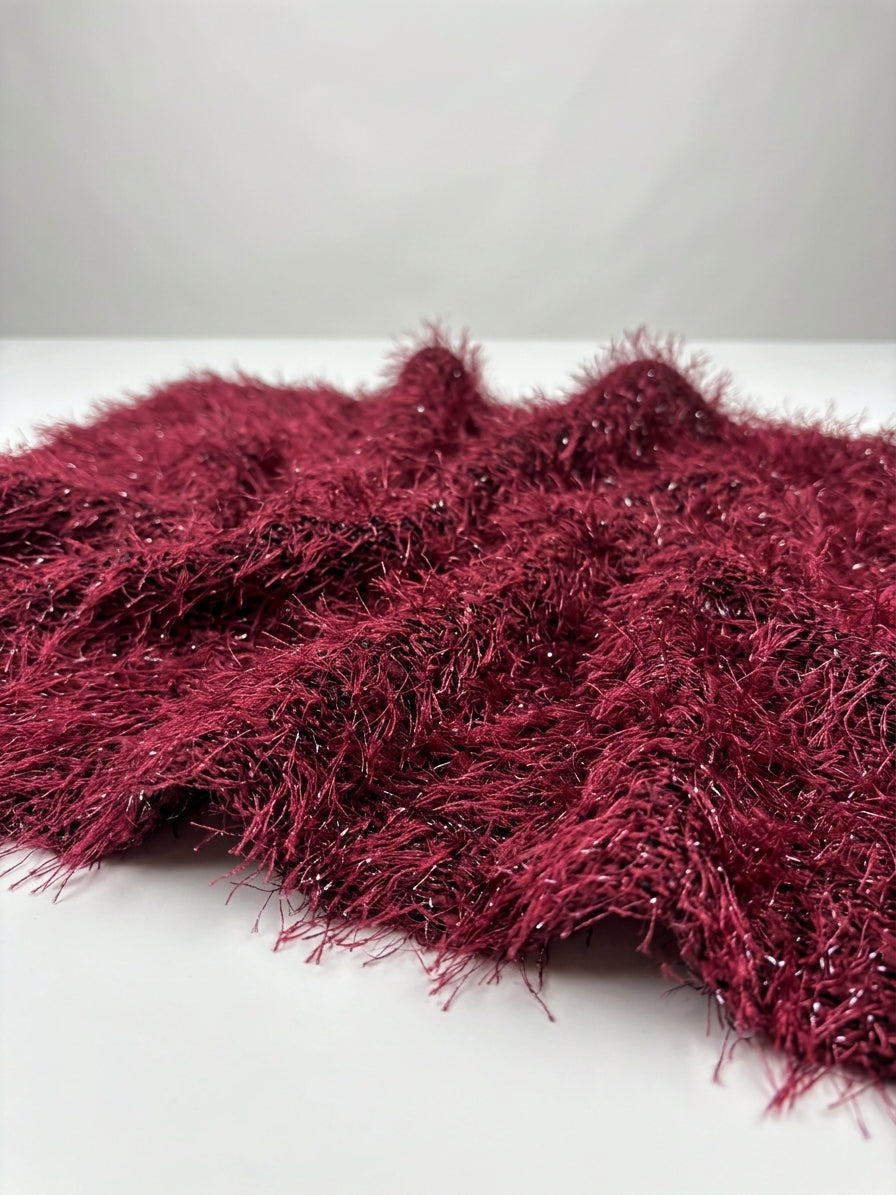 Raspberry Sparkle Eyelash Knit Fabric