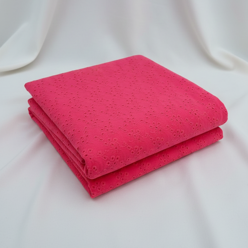Hot Pink Broderie Anglaise Fabric – Sold by the Metre - Vératex Fabrics