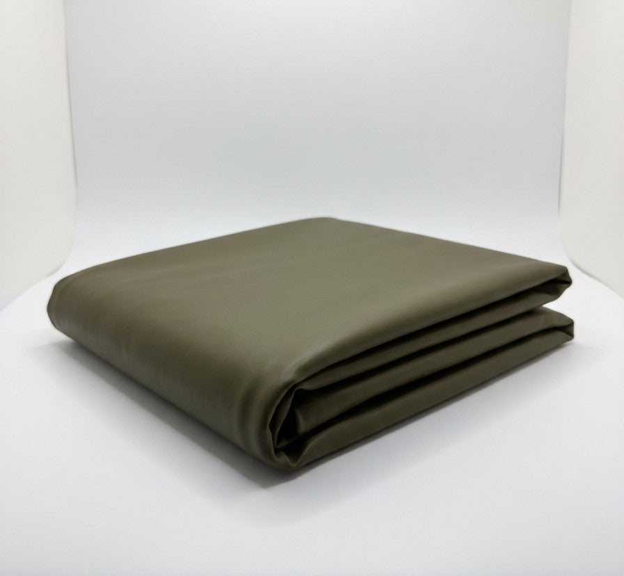 Khaki Wet Look Fabric