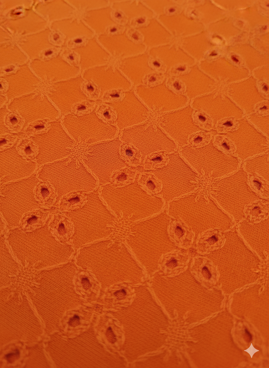Orange Broderie Anglaise Fabric – Sold by the Metre - Vératex Fabrics