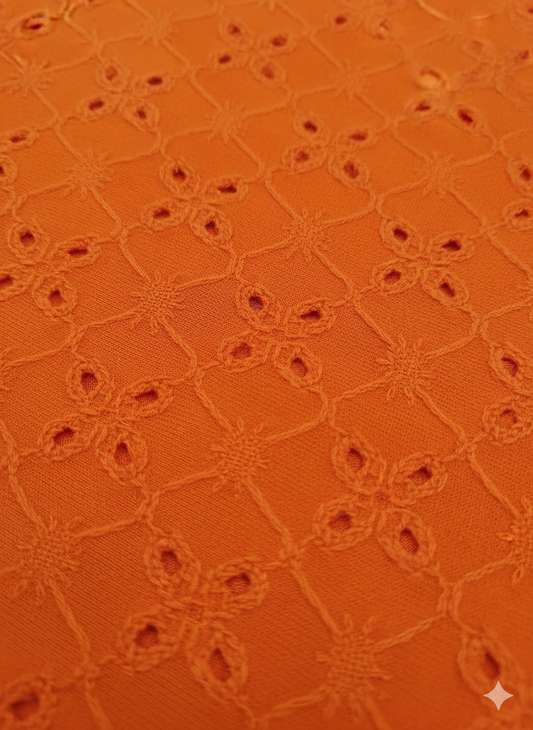 Orange Broderie Anglaise Fabric – Sold by the Metre - Vératex Fabrics