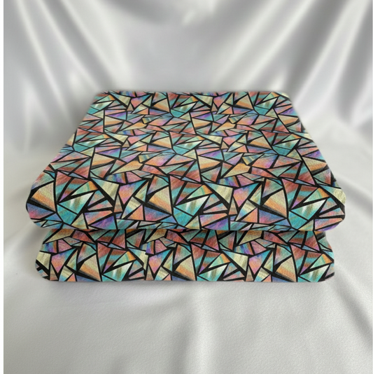 Geometric Rainbow French Terry – Sold by the Metre - Vératex Fabrics
