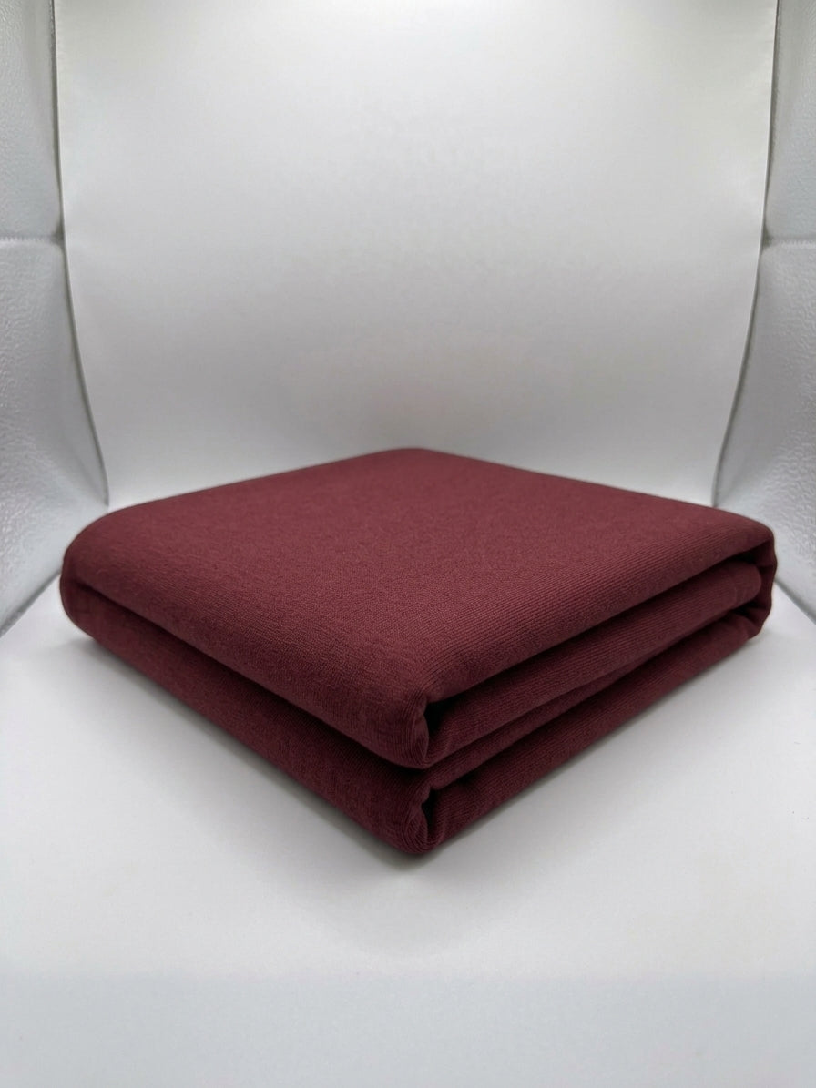 Maroon Cotton Interlock Jersey Fabric – 100% Cotton Double Knit