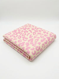 Pink Leopard Brushed Back Fleece Jersey