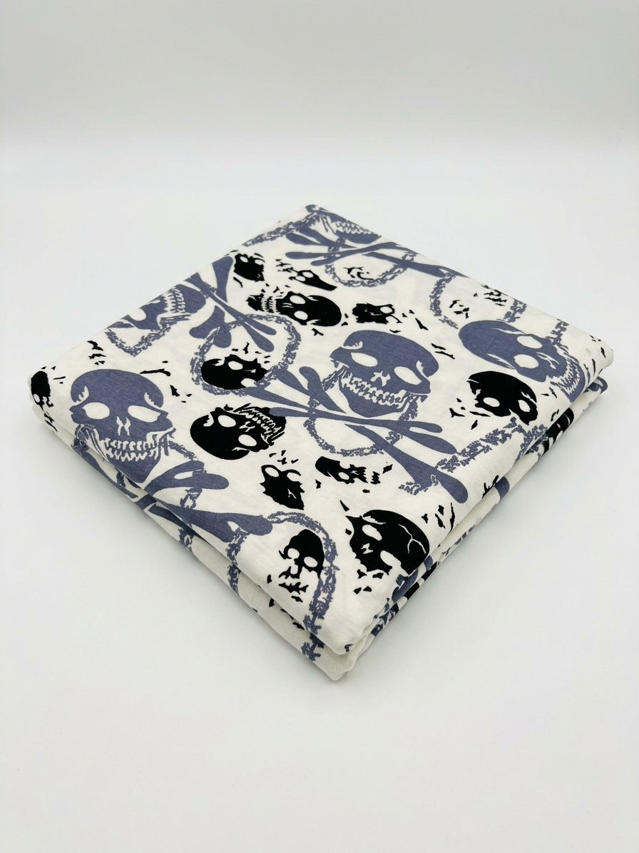 Skull and Crossbones Print Viscose Jersey