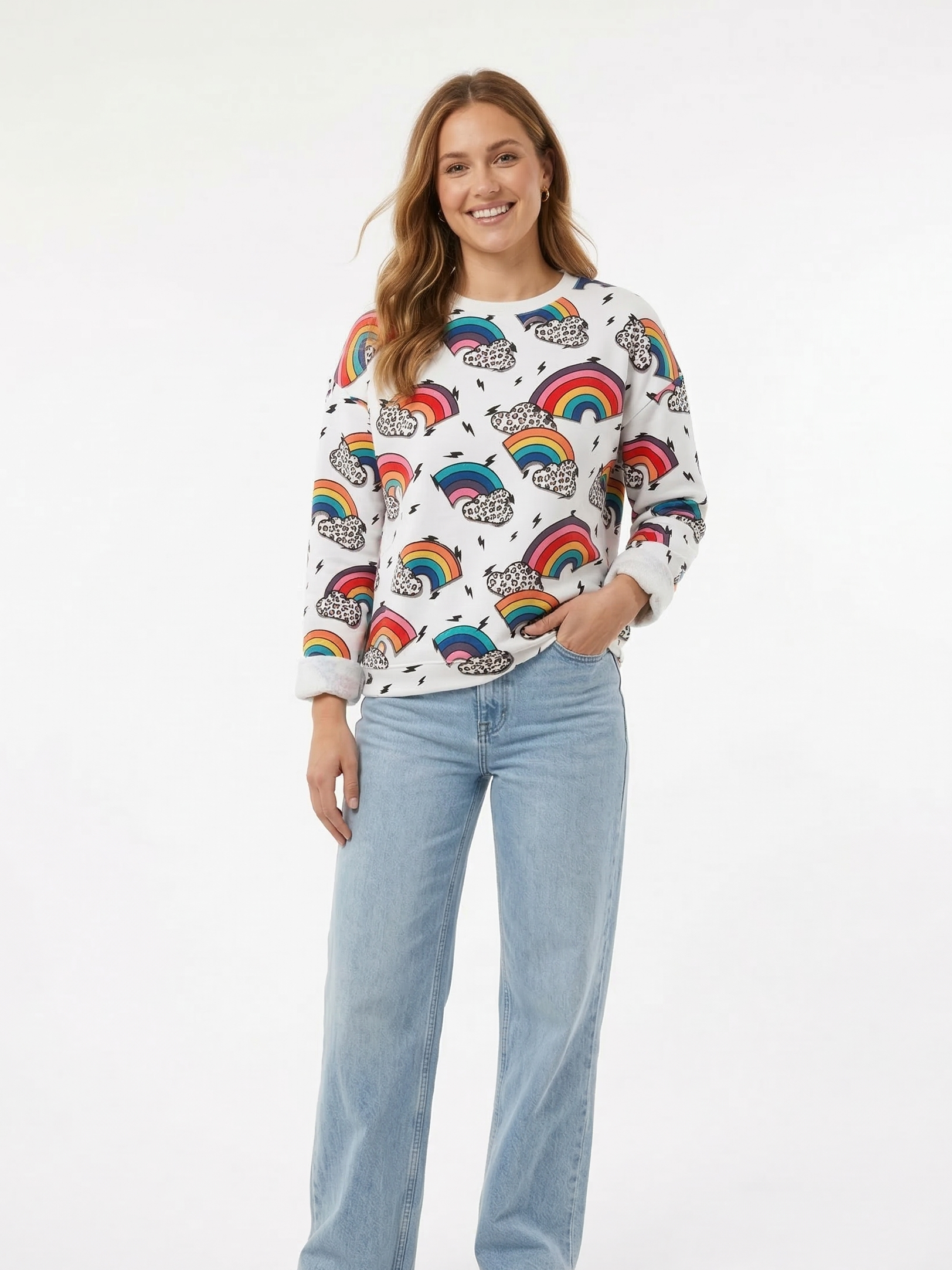 Leopard Rainbow Cloud Loopback Jersey Fabric – Sold by the Metre - Vératex Fabrics