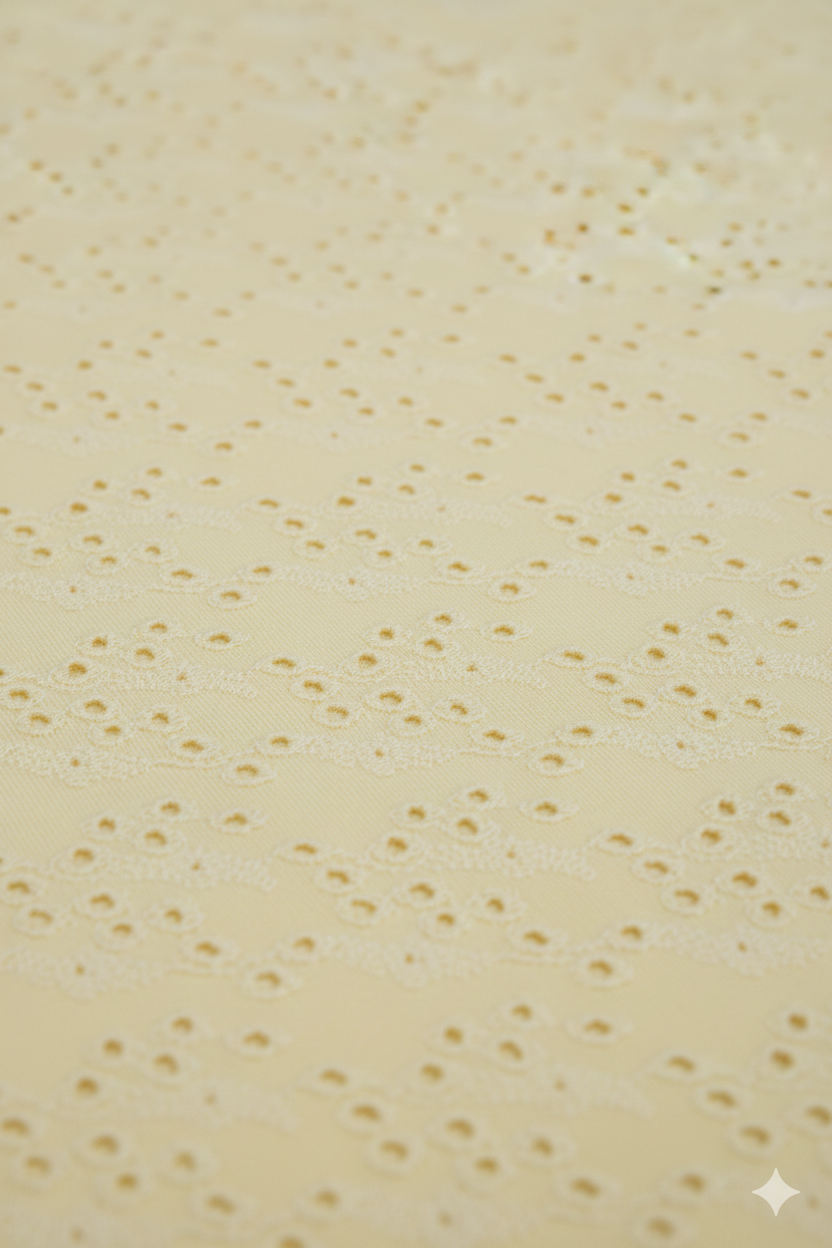 Lemon Broderie Anglaise Fabric – Sold by the metre - Vératex Fabrics