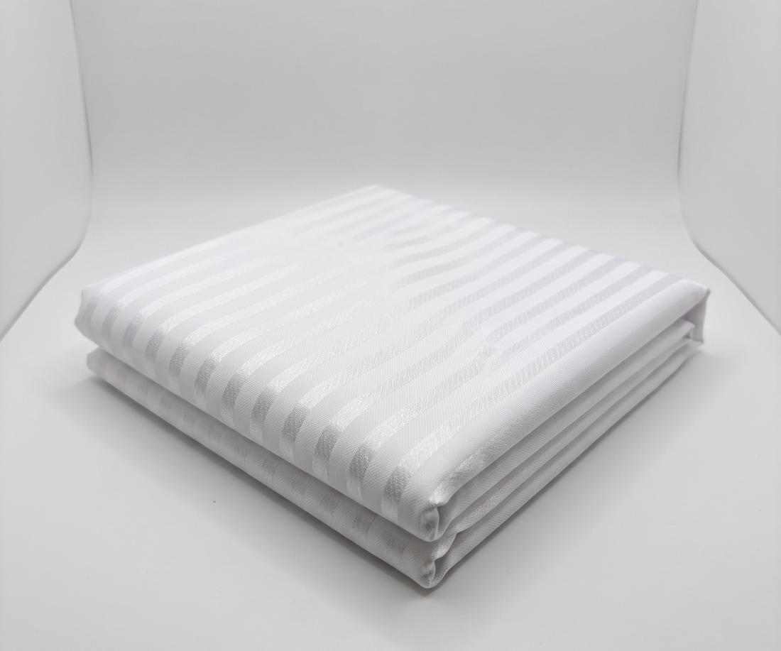 White Silver Stripe Jacquard Fabric