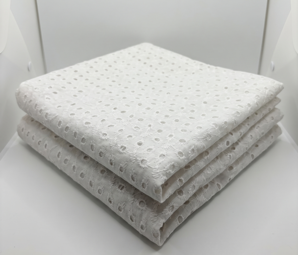 White Broderie Anglaise Cotton Blend Fabric