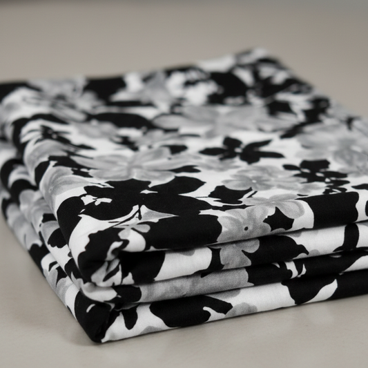 Monochrome Floral ITY Fabric – Sold by the Metre