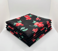 Black Red Floral Print Chiffon Fabric - Vératex Fabrics