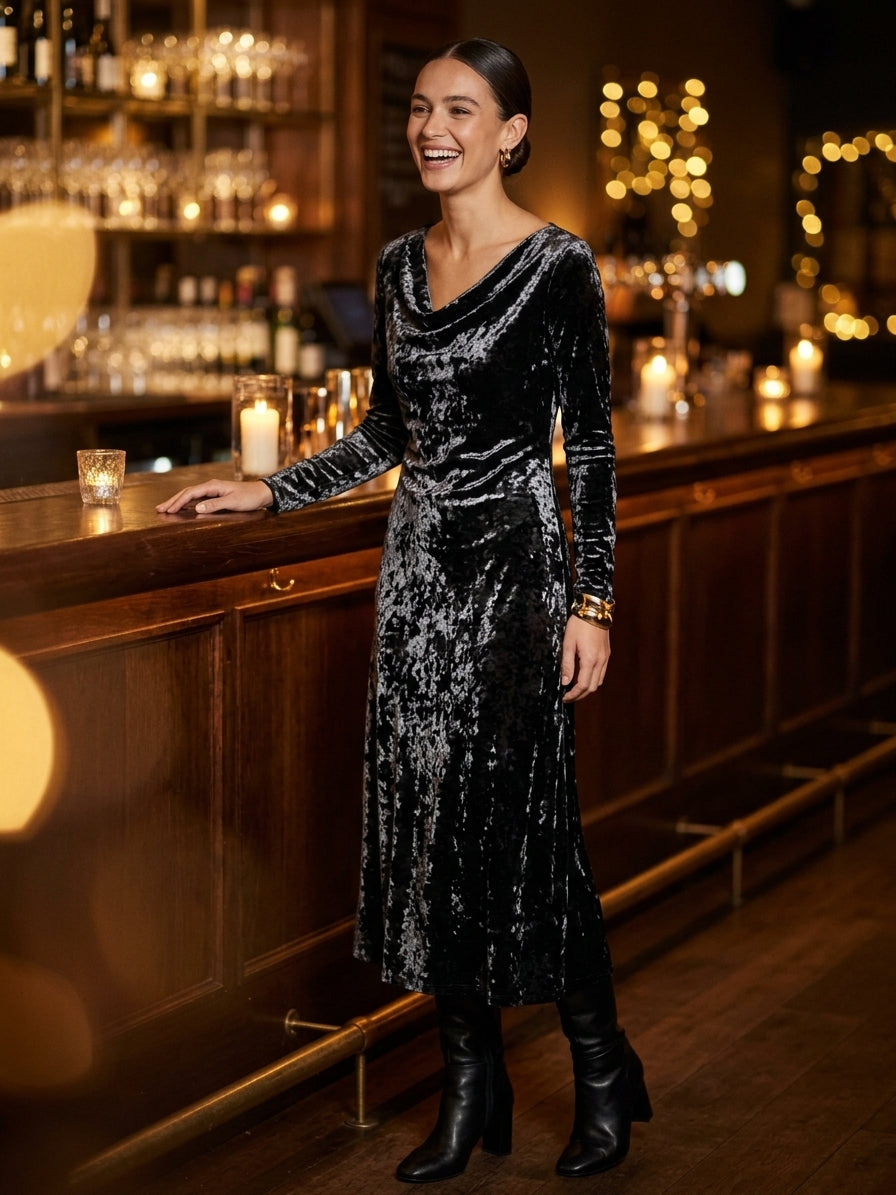 Black Stretch Crushed Velvet Fabric