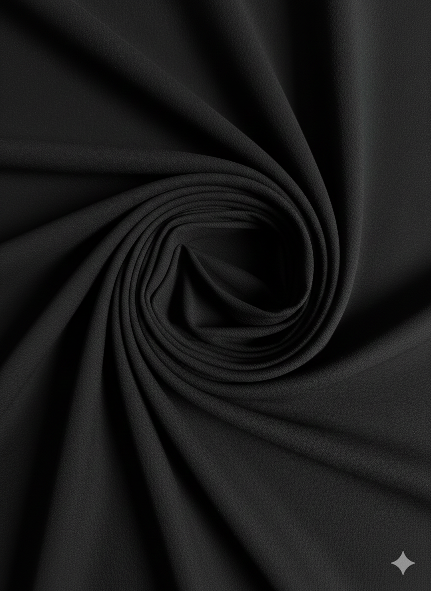 Black Scuba Crepe Fabric – Stretch Double Knit – Sold by the Metre - Vératex Fabrics