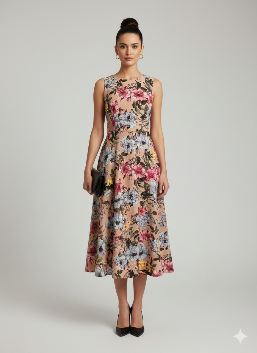 Peach Floral ITY Fabric – Sold by the Metre - Vératex Fabrics