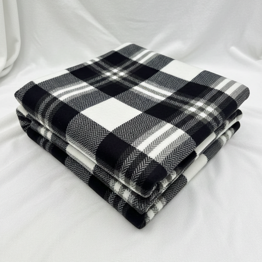 Black & White Check Brushed Fleece – Sold by the Metre