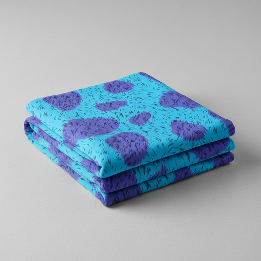 Teal & Purple Monster Print Loopback Sweatshirt Fabric – Sold by the Metre - Vératex Fabrics