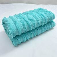 Aqua Mint Tiered Ruffle Stretch Mesh Fabric - Vératex Fabrics