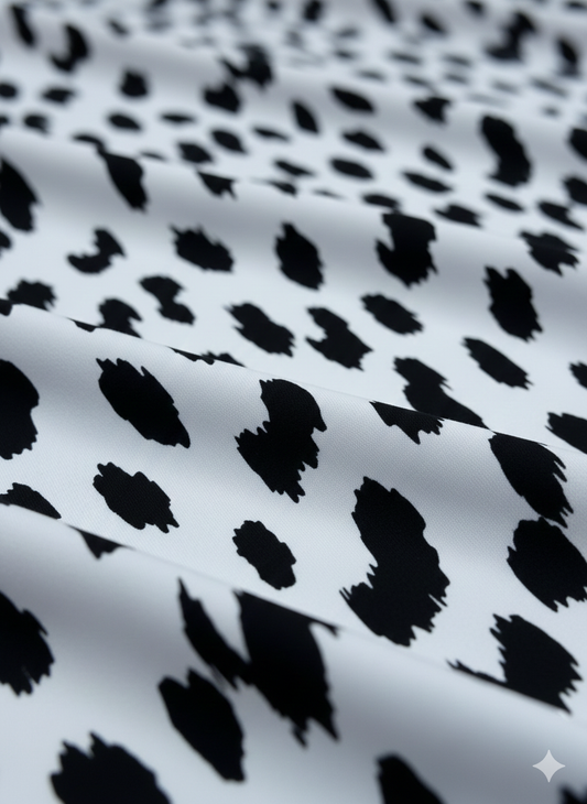 Black & White Leopard ITY Fabric – Stretch Knit – Sold by the Metre - Vératex Fabrics