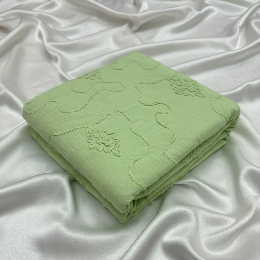Green Floral Embroidered Poly-Cotton Fabric – Sold by the Metre - Vératex Fabrics