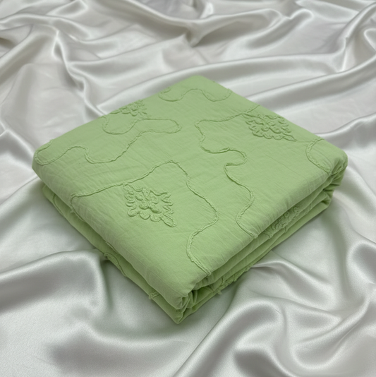 Green Floral Embroidered Poly-Cotton Fabric – Sold by the Metre - Vératex Fabrics
