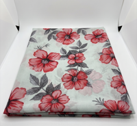 White Red Floral Print Chiffon Fabric - Vératex Fabrics