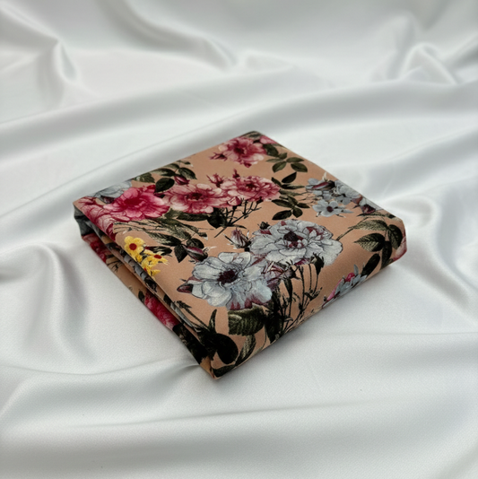 Peach Floral ITY Fabric – Sold by the Metre - Vératex Fabrics