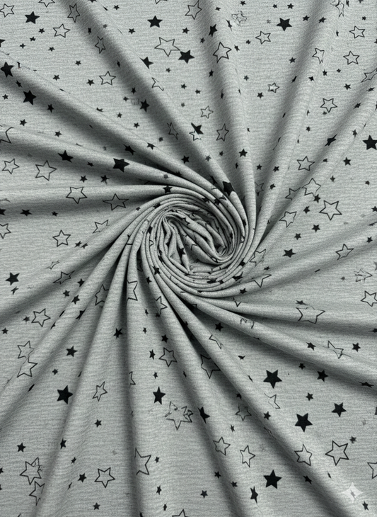 Grey Star Print Viscose Elastane Jersey – Sold by the Metre - Vératex Fabrics