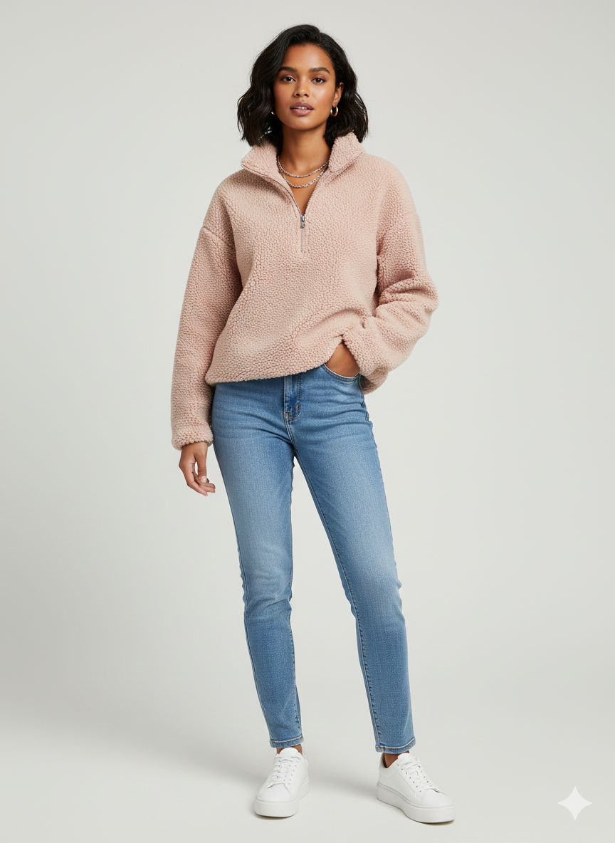 Dusty Pink Sherpa Fleece Fabric – Sold by the Metre - Vératex Fabrics