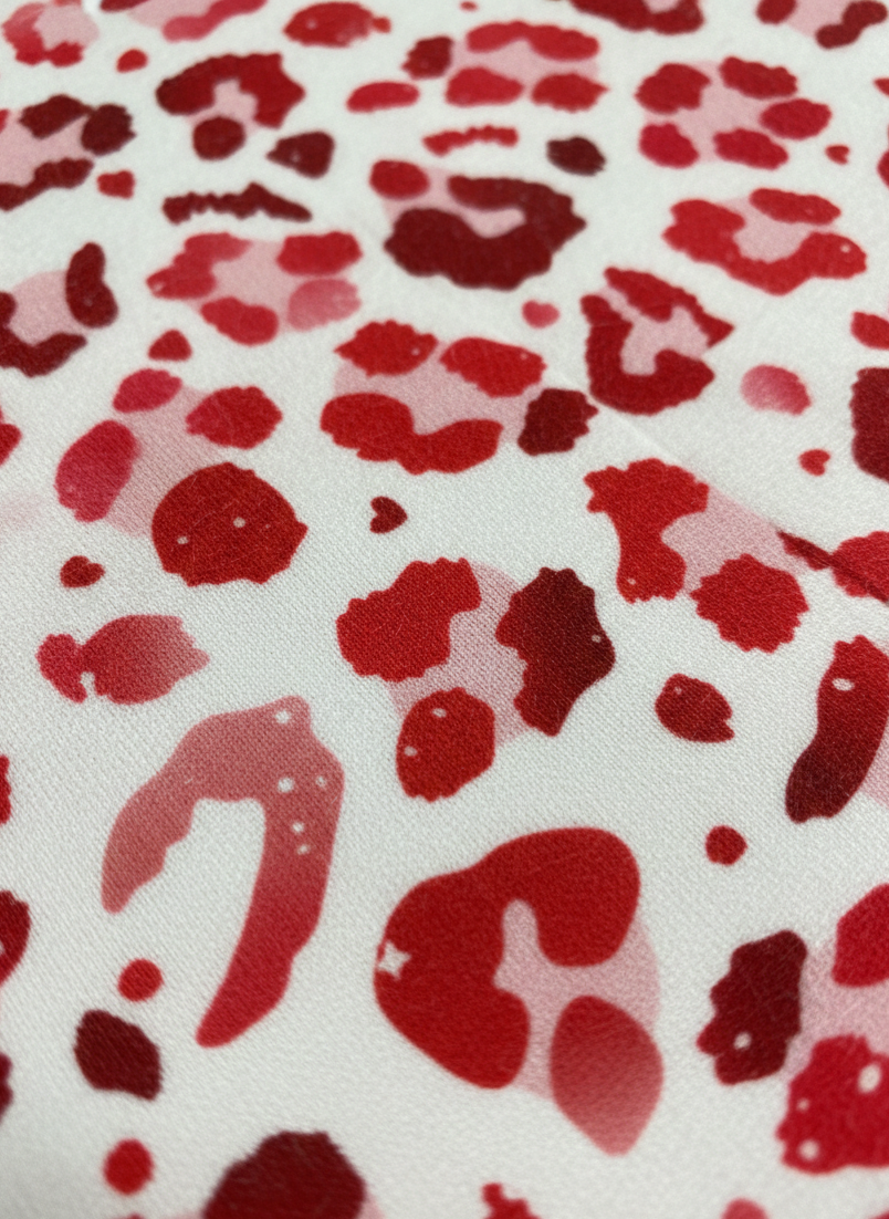 Red Leopard Loopback Sweatshirt Fabric – Sold by the Metre - Vératex Fabrics