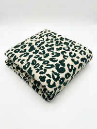 Bottle Green Leopard Brushed Back Fleece Jersey
