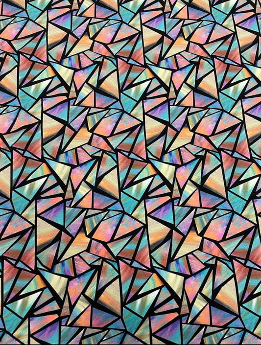 Geometric Rainbow French Terry – Sold by the metre - Vératex Fabrics