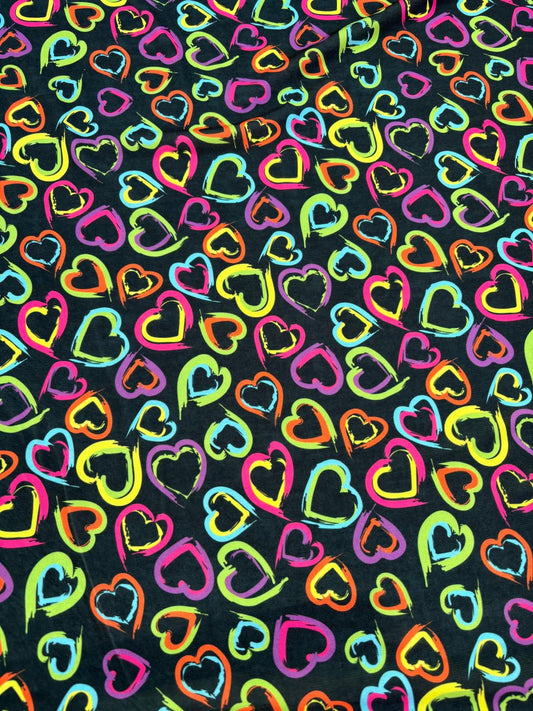 Neon Hearts ITY Fabric – Sold by the Metre
