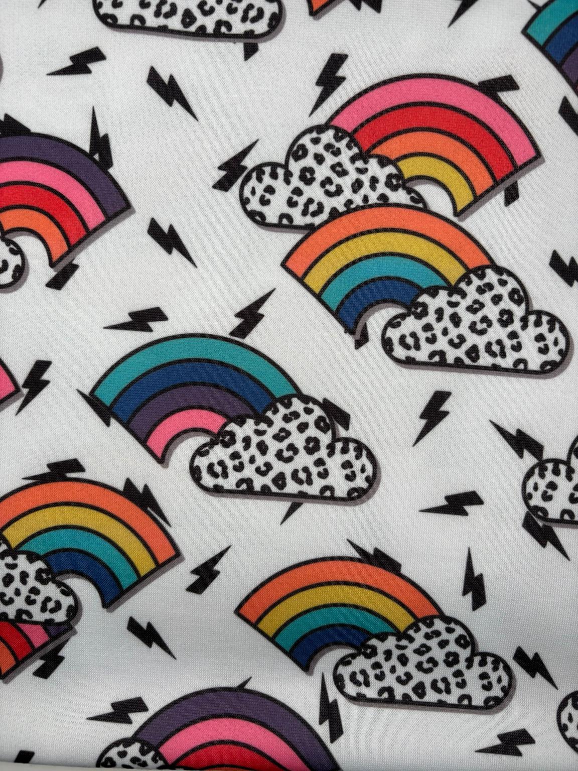 Leopard Rainbow Cloud Loopback Jersey Fabric – Sold by the Metre - Vératex Fabrics