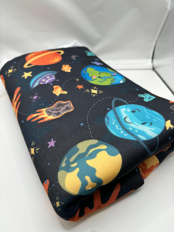Space Planets Loopback Jersey Fabric – Sold by the Metre - Vératex Fabrics