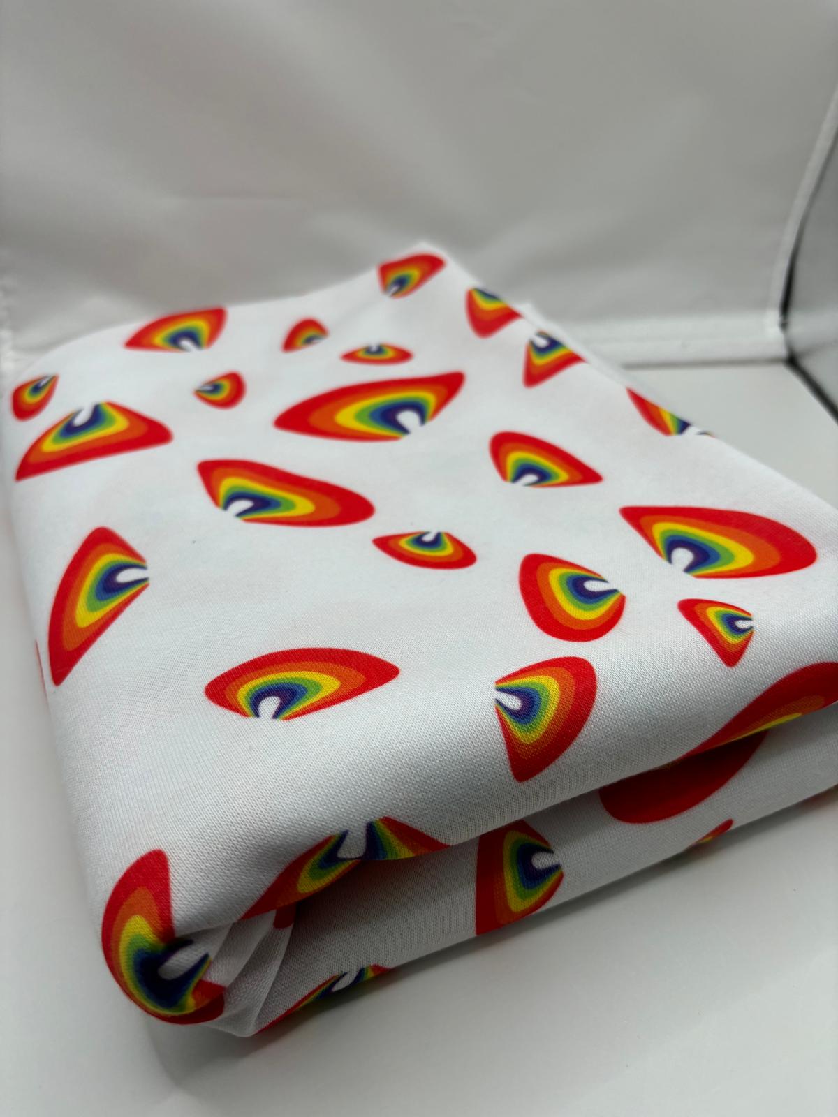 Retro Rainbow Loopback Jersey Fabric – Sold by the Metre - Vératex Fabrics
