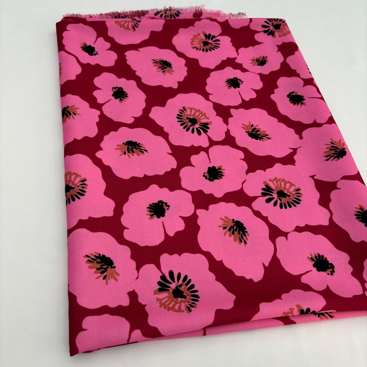 Fuchsia & Burgundy Bold Floral Poly Cotton Fabric – Sold by the Metre - Vératex Fabrics
