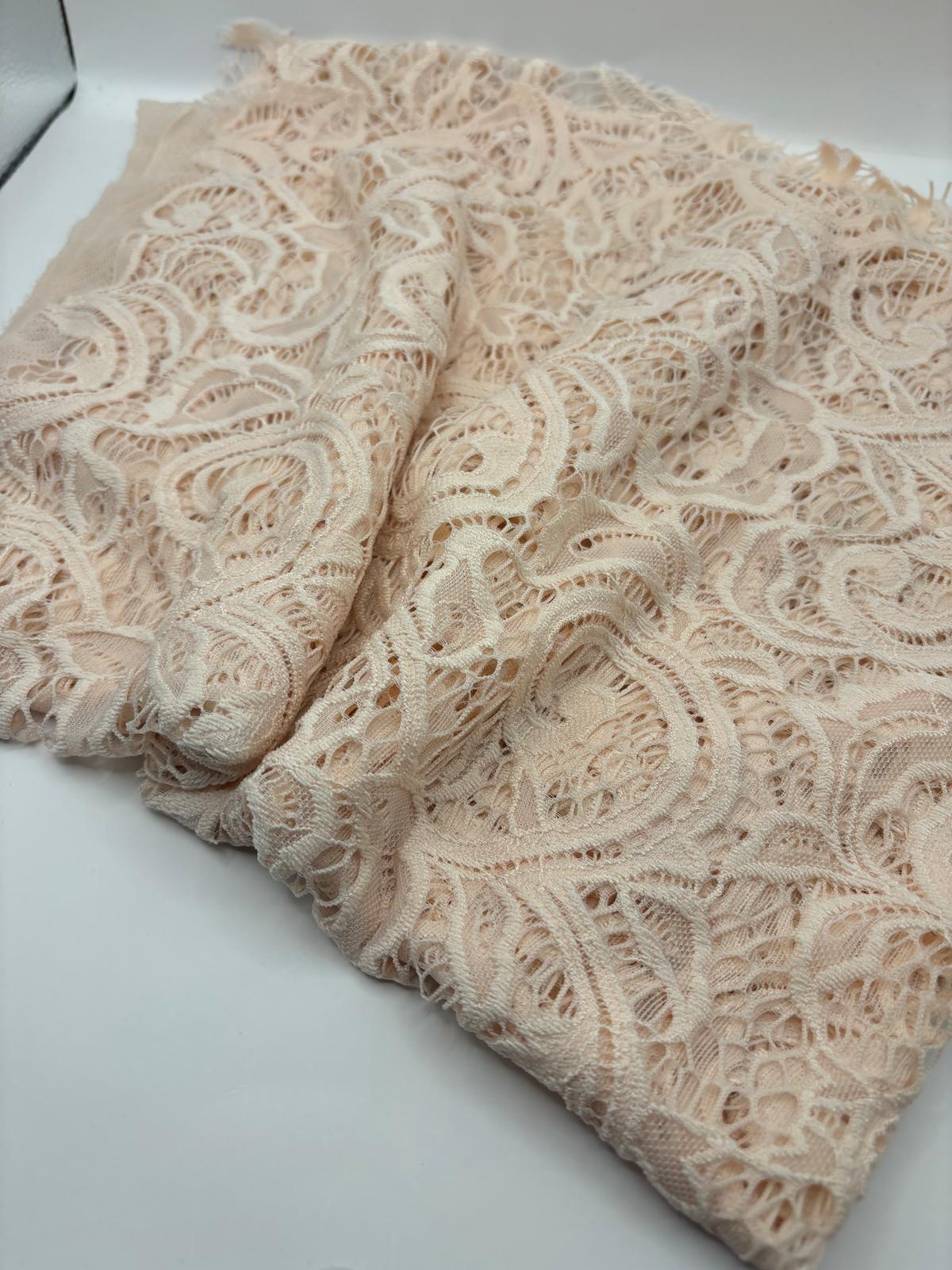 Peach Floral Corded Lace Fabric – Sold by the Metre - Vératex Fabrics