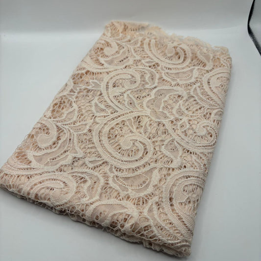Peach Floral Corded Lace Fabric – Sold by the Metre - Vératex Fabrics