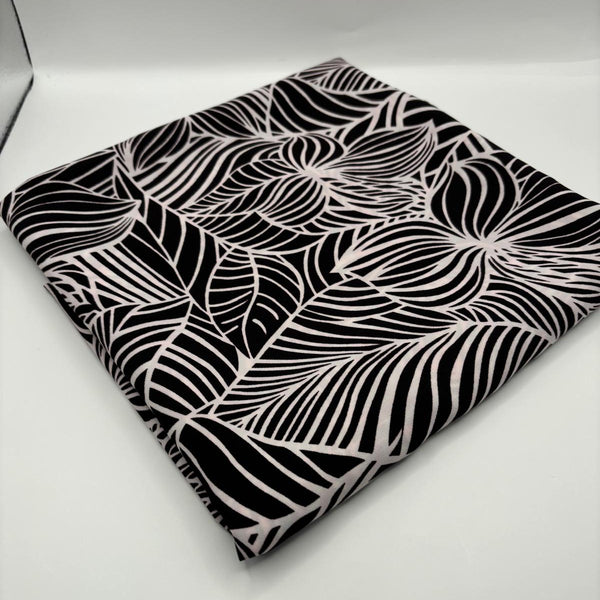 Dark Chocolate & Cream Abstract Leaf Poly Cotton Fabric – Sold by the Metre - Vératex Fabrics