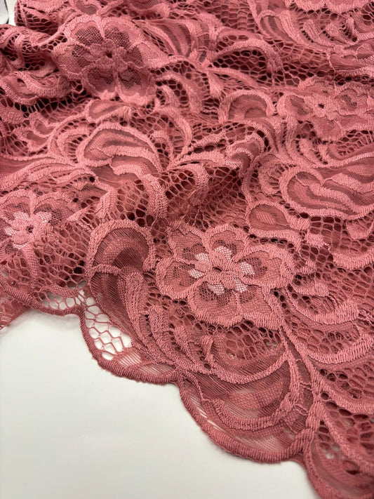 Rose Pink Floral Corded Lace Fabric – Sold by the Metre - Vératex Fabrics
